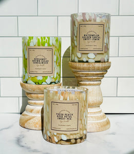 15oz Handblown Glass Bergamot + Brown Sugar + Sandalwood Soy Candle