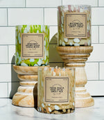 Load image into Gallery viewer, 15oz Handblown Glass Bergamot + Brown Sugar + Sandalwood Soy Candle
