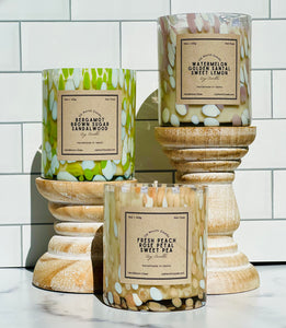15oz Handblown Glass Bergamot + Brown Sugar + Sandalwood Soy Candle